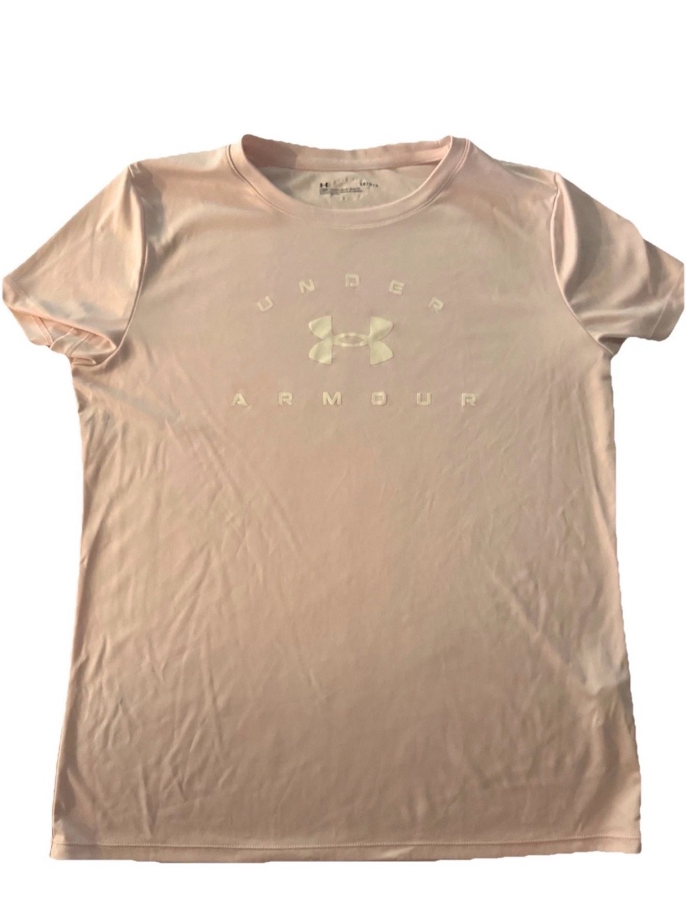 Women’s size L Under Armour Pale Pink Performance Logo Tee short sleeve loose